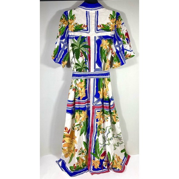 *SOLD* Farm Rio Tropical Destination Midi Linen Blend Shirt Dress Small NWT - Picture 6 of 17